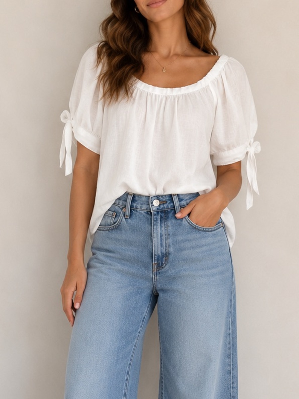 Harve Bernard White Coastal Loose Fit Blouse size M - Picture 1 of 12
